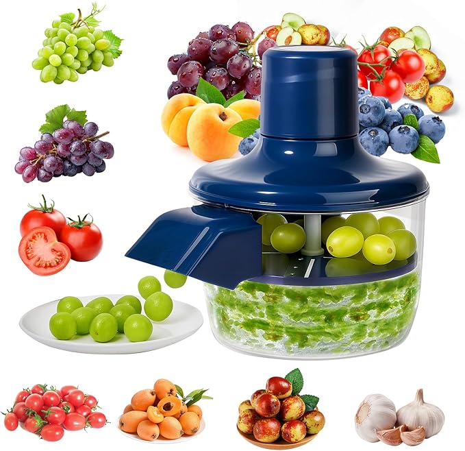 Automatic Grape Peeler Machine, Electric Garlic & Cherry Tomato Peeler Skin Remover Tool for Small Fruits - Rechargeable Electric Fruit and Peeler Suitable for home kitchens(Blue-1PC)