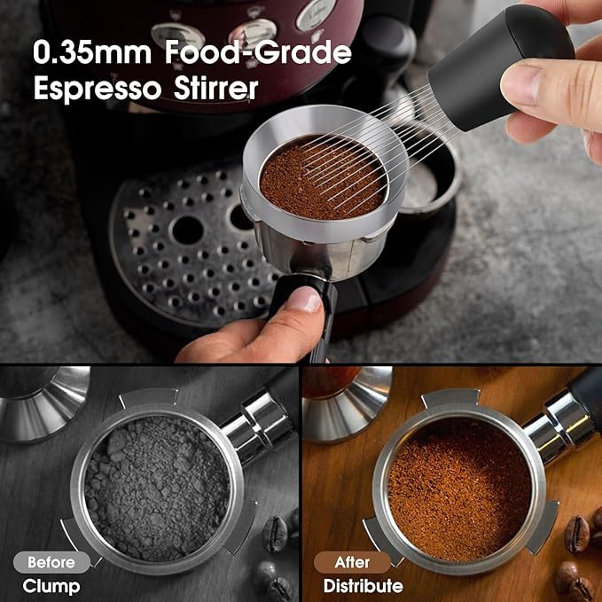 Reoszeank 58mm Espresso Accessories Kit, Coffee Distributor and Tamper Leveler, WDT Tool and Dosing Funnel Set Fits 58 mm Espresso Machines and Portafilters