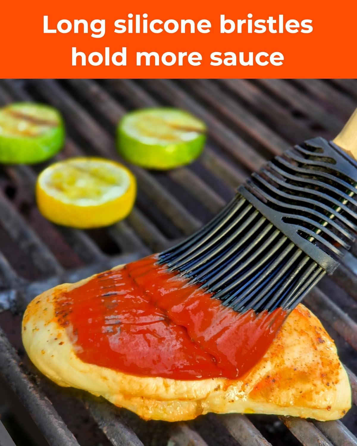 Grill Basting Brush, Silicone BBQ Basting Brush for Cooking Oil & Sauce, Heat-Resistant Baster for Grilling, Barbecue Tool, Dishwasher-Safe Food Basting Mop for BBQ, Smoking & Roasting