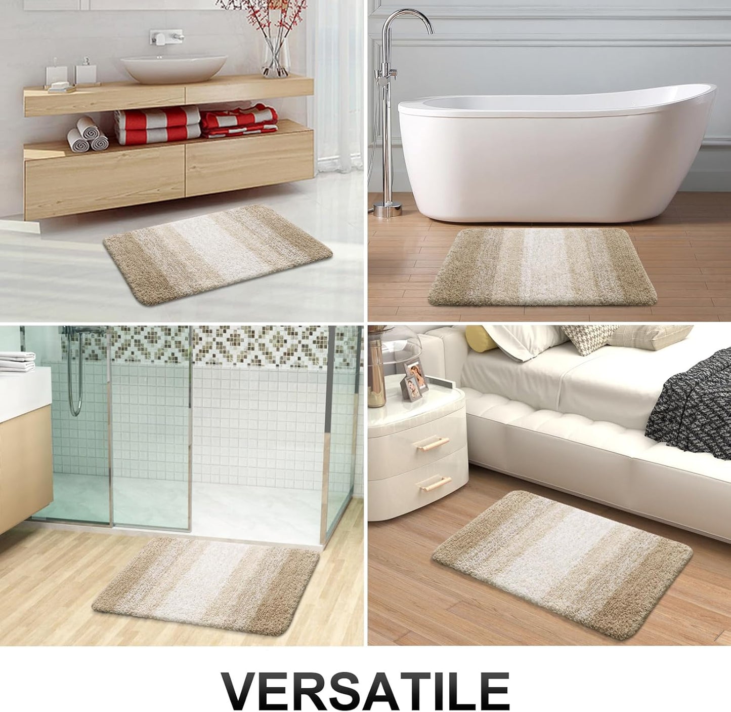 OLANLY Bathroom Rugs Mat 36x24, Extra Soft Absorbent Microfiber Bath Rugs, Rubber Backing, Quick Dry, Machine Washable Bath Mats for Bathroom Floor, Tub and Shower, Home Decor Accessories, Tan