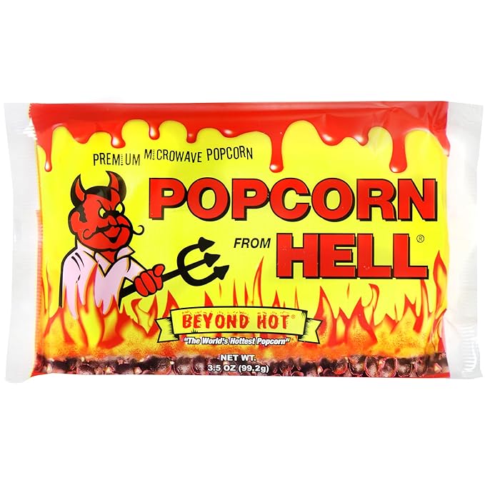 Popcorn from Hell 6 Bags - Ultimate Spicy GARLIC Gourmet Popcorn Gift - Makes a Great Movie Theater Popcorn or Snack Food for Movie Night