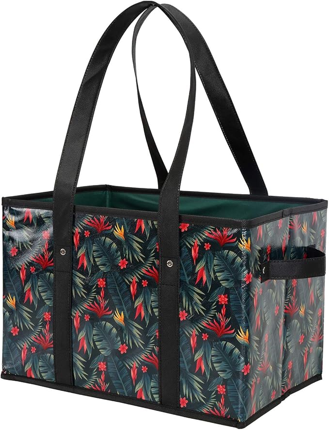 Foraineam Reusable Grocery Bags Set Durable Heavy Duty Tote Bag Collapsible Grocery Shopping Box Bag with Reinforced Bottom