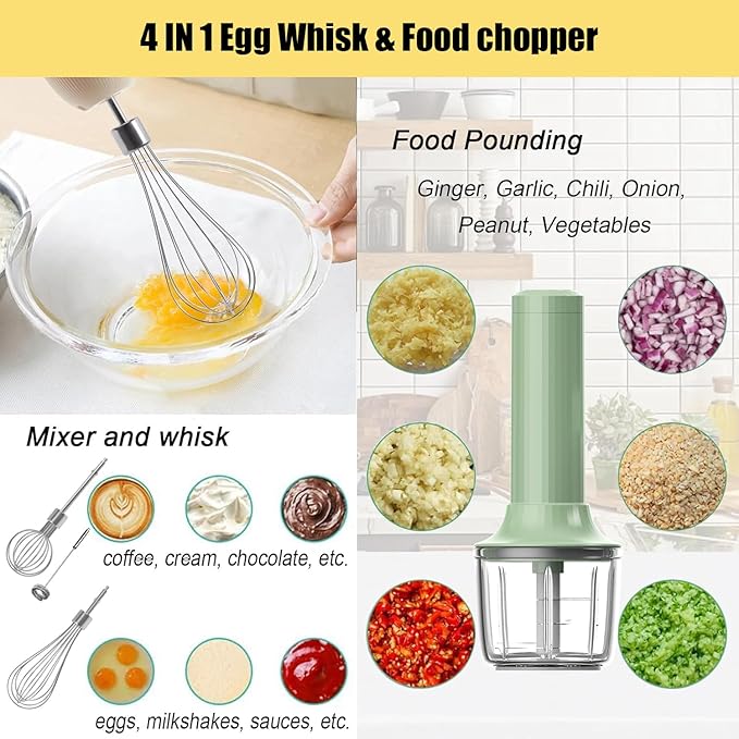 Handheld Frother,Coffee Stirrers Electric,Drink Frother Rechargeable Milk Frother, Handheld Milk Frother,Drink Mixer,Hand Mixer,Food Processor and Small Whisk,4-Speed,10Oz