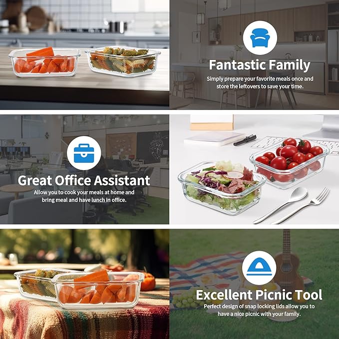 GULFLIN Small Glass Food Storage Containers 12 Pack-12oz Glass Containers with Lids for Meal Prep, Food Storage, Freezer to Microwave Safe, Air-Tight, Leak-Proof, Pink Set