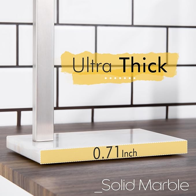KOKOSIRI Hand Towel Holder Standing Towel Rack with Steady Marble Base for Bathroom Vanity Countertop, Brushed Stainless Steel 15.7'' Height THS0006-BR