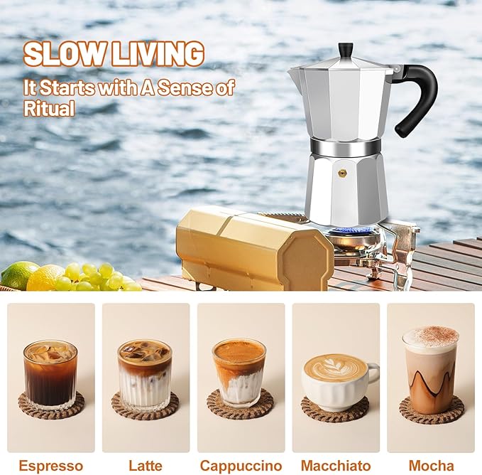 14 Cup Aluminum Espresso Stovetop Moka Pot Express Coffee Maker Percolator Italian Classic Mocha Coffee Machine for Italian and Cuban Cafe Brewing for Home & Camping 700ml 23oz