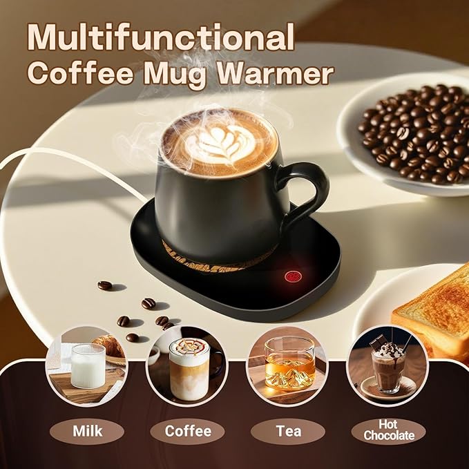 Coffee Mug Warmer for Desk with Auto Shut Off, Coffee Cup Warmer for Desk with Auto Shut Off, 3 Adjustable Temperature Settings & 8 Hours Auto shutoff