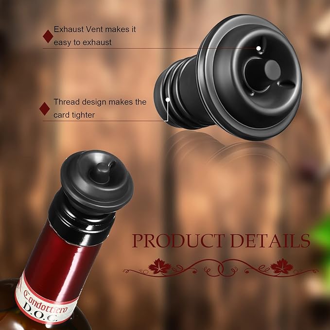 Honoson 100 Pieces Wine Stopper Resealable Pump Vacuum Silicone Saver Practical for Kitchen Supplies Bottle Tools (Black)