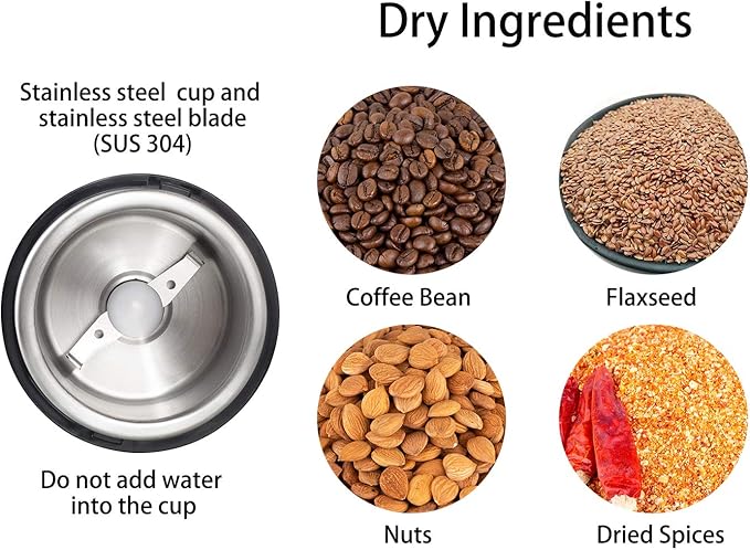 DR MILLS DM-7445 Coffee Grinder Electric,Spice and Herb Grinder, Blade & Cup Made with SUS304 Stainless Steel Food Grinders Electric