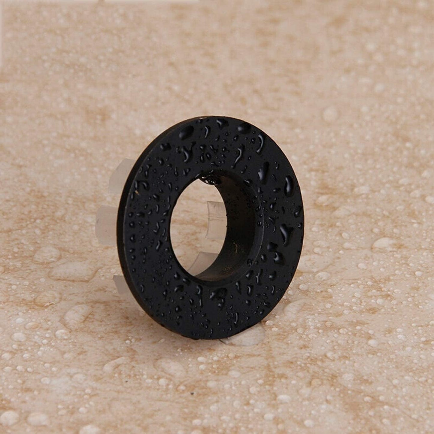 Sink Basin Trim Overflow Cover Brass Insert in Hole Round Caps Matte Black 3 PCS