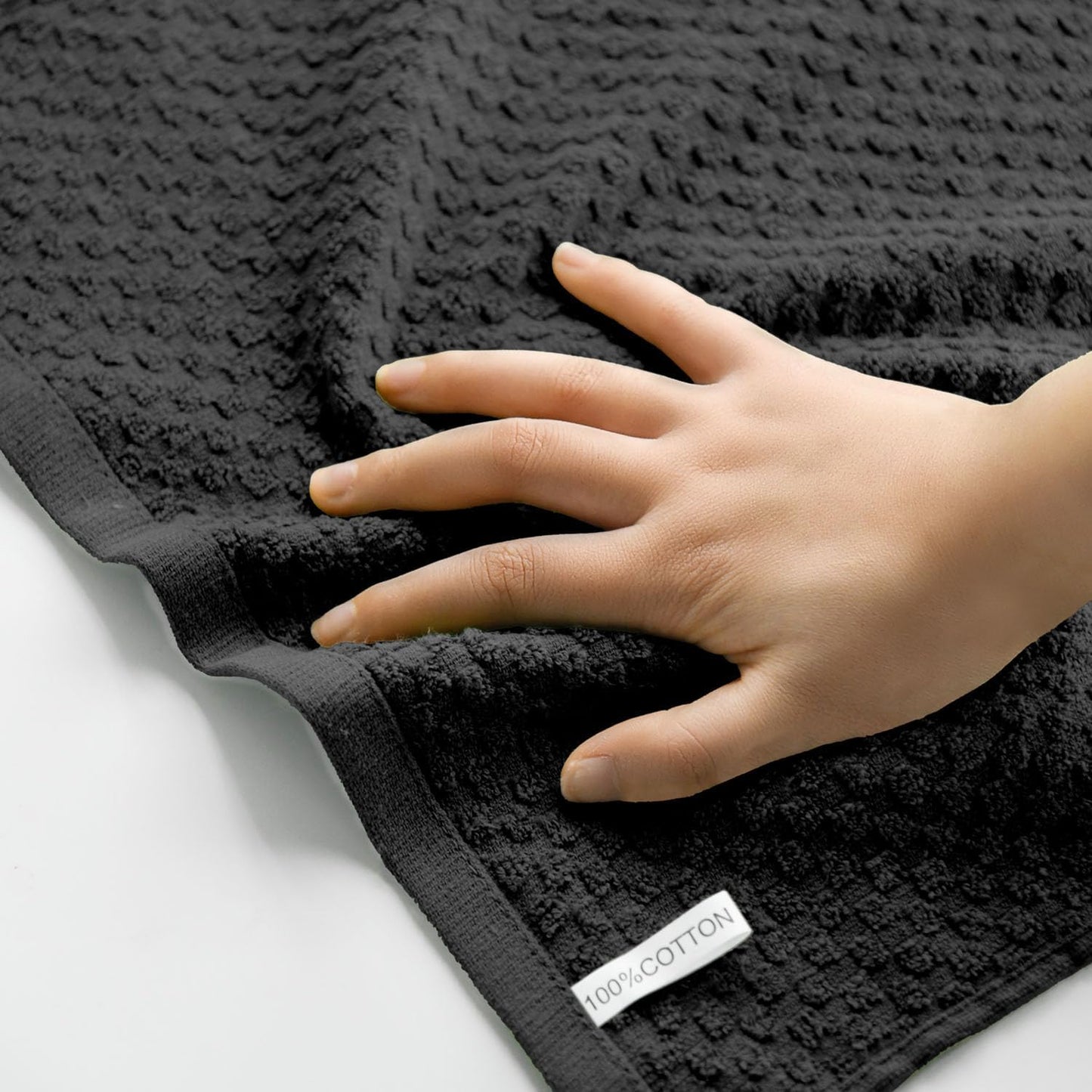 Artoid Mode Ring Spun Cotton Black Kitchen Dish Towels, 15x25 Inch Ultra Soft Absorbent Quick Drying Household Cleaning Tea Towels Bar Towels Set of 4