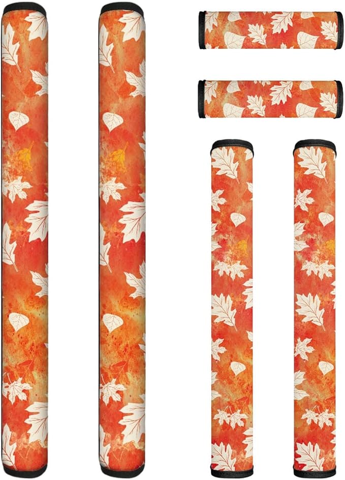 6 Pieces Refrigerator Door Handle Covers, Kitchen Appliance Protective Gloves Anti-Slip Decor for Ovens Microwaves Keep Kitchen Appliance Clean, Maple Leaf Orange