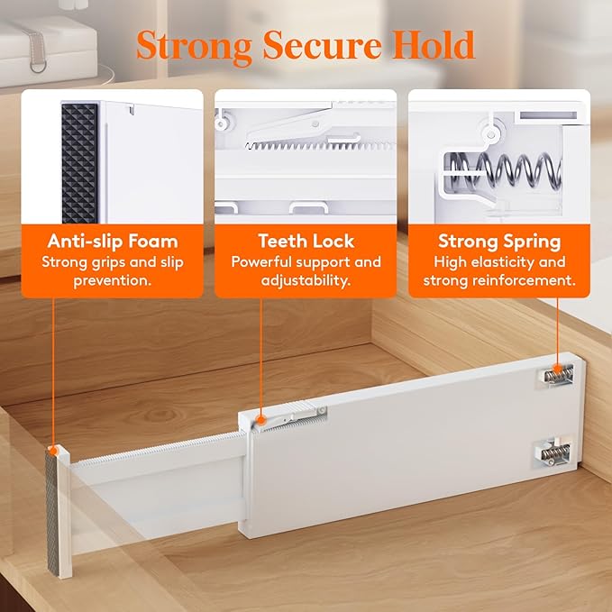 Lifewit Drawer Dividers Plastic Adjustable Drawer Organizers for Clothes, Expandable Dresser Separators in Bedroom/Bathroom/Kitchen/Fridge/Office Organization and Storage