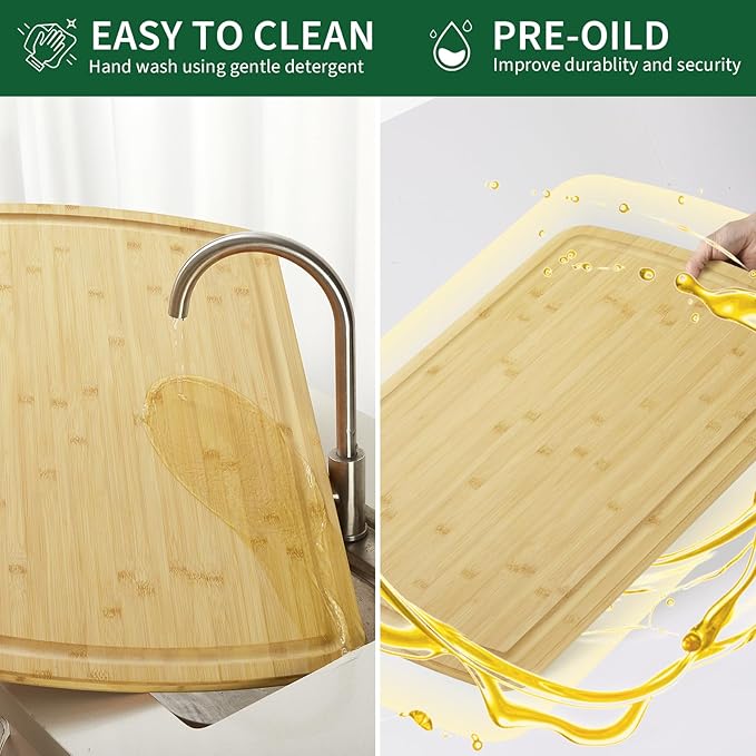 GAOMON Extra Large Bamboo Cutting Board for Kitchen, 30 x 20 Inch Wooden Chopping Board, Stove Top Cover Wood Butcher Block with Juice Groove for Meat Turkey Carving Charcuteries, 0.8" Th
