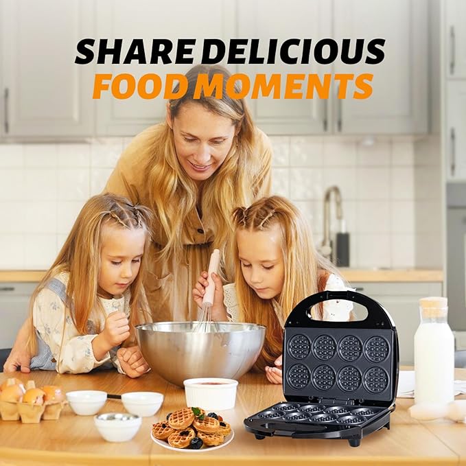 Waffle Maker, Mini Waffle Maker Machine Nonstick with Quick Heat-Up Make 8 pcs Waffles,Waffle Maker for Kids, Suitable for Good Breakfast Snack Dessert