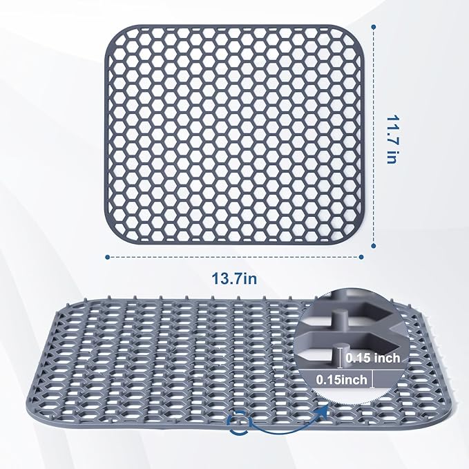 Bestjing Silicone Kitchen Sink Protector Mat 13.7"x 11.7" - Kitchen Sink Grid Accessory, Non-Slip Heat Resistant Grid Dry Mat for Bottom of Porcelain Stainless Steel, Dishwasher Safe