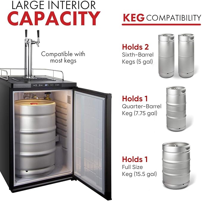 Kegco HBK309X-2 Keg Dispenser, 2 faucet without keg Black Stainless Steel
