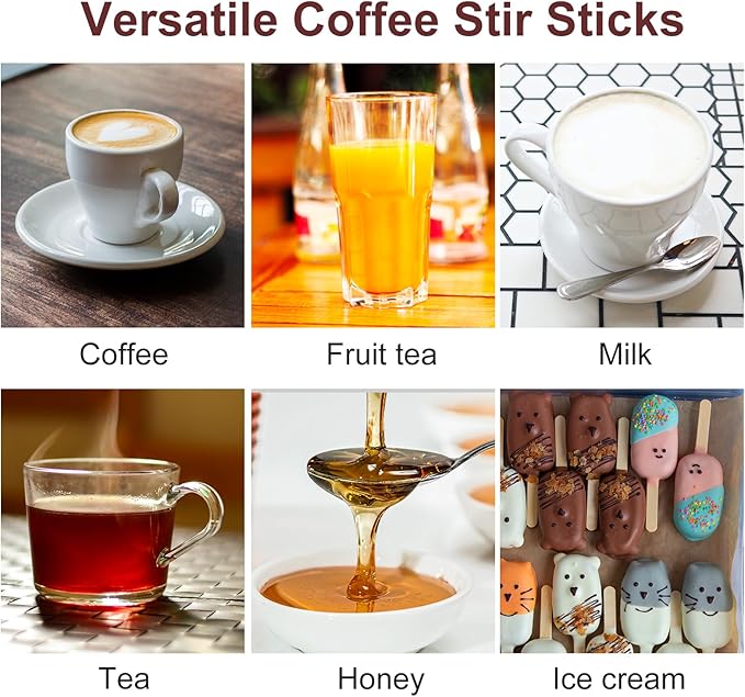 Wooden Coffee Stirrers, Thick Birch 5.5 Inches 1000PCS Disposable Coffee Stirrers Stir Sticks for Coffee & Cocktails, Natural Birch Biodegradabl Food Grade Stir Sticks for Coffee Bar