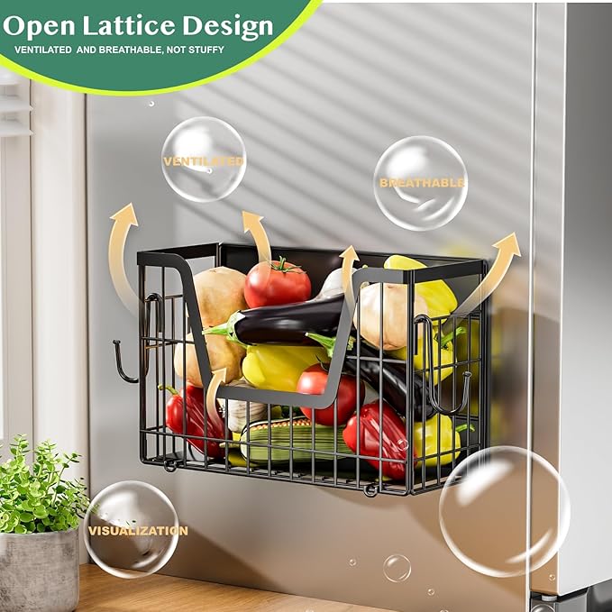 Magnetic Spice Rack, Magnetic Shelf for Fridge, Pantry Organizers & Storage, Kitchen Organization, Fridge Organizer, Kitchen Organizers and Storage, Magnetic Paper Towel Holder, (Black)