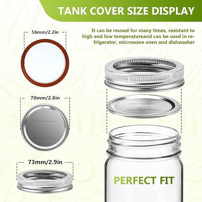 Canning Lids and Rings Regular Mouth, 24Pcs Split Type Metal Mason Jar Lids with Bands for Regular Mouth Ball, Kerr Jars - Food Grade with Silicone Airtight Seal Premium Small Canning Lids