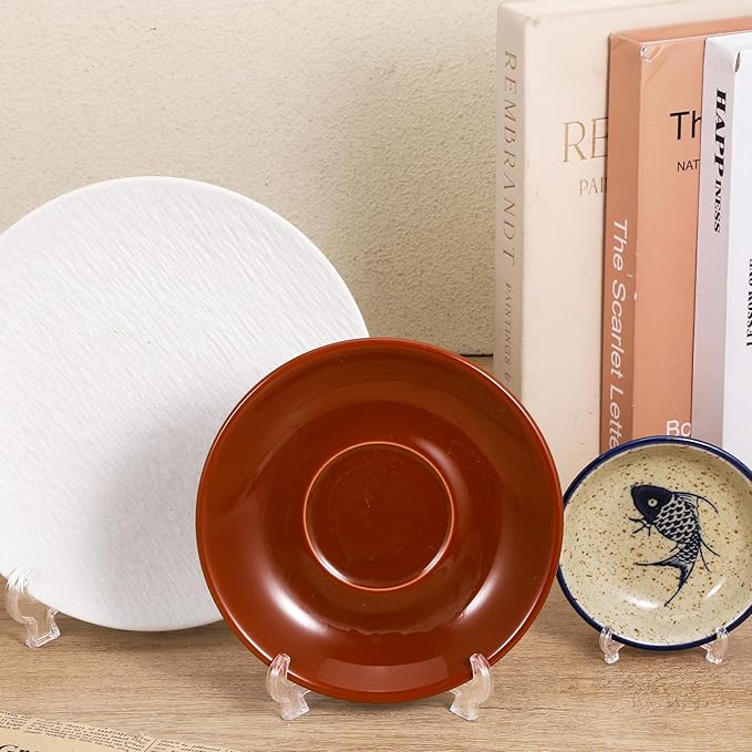 3 Pack Acrylic Frame Holder Stand, 3 Size Clear Plate Display Stand, Foldable Plate Stands for Display Platter, Dish, Book, Photo