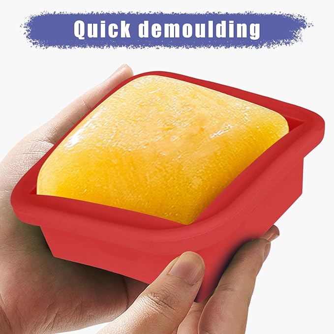 2 Cup Silicone Freezer Trays with Lid 4 Pack Silicone Freezer Molds soup freezer containers Make 4 Perfect Soups, Broths, Stews, Sauces, Curries (Red)