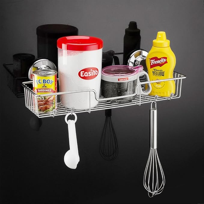 SANNO Suction Cup Shower Caddy with Hooks,Powerful Suction Cup Bathroom Shower Caddies,Bath Shelf Storage Combo Organizer Basket, Bathroom Accessories for Shampoo Conditioner set of 2