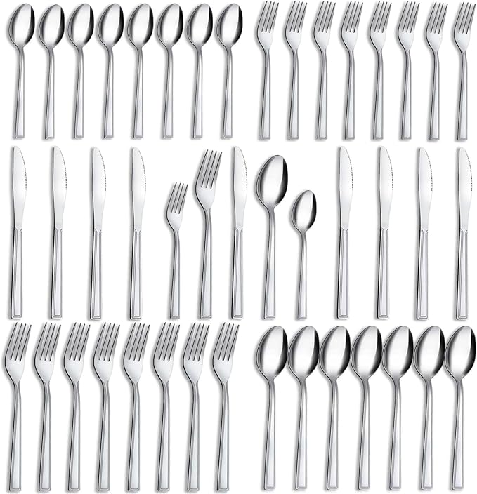 Silverware Set, Hunnycook 40-piece Silverware Set for 8, Stainless Steel Flatware Set, Include Fork Knife Spoon Set, Mirror Polished, Dishwasher Safe, Cutlery Set for Home Kitchen Restaurant Hotel