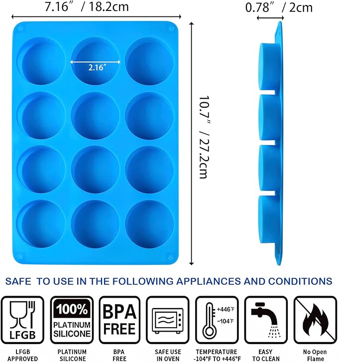 Sidosir 2Pcs Oreo Cookie Chocolate Silicone Mold, 12-Cavity Round Cylinder Oreo Chocolate Cover Molds for Candy, Silicone Baking Molds for Mini Cakes, Jelly