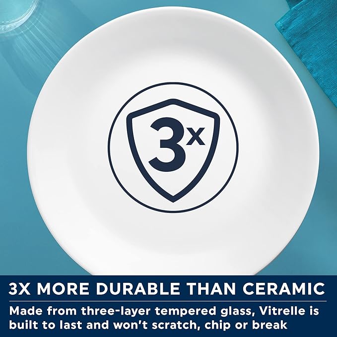 Corelle Dinnerware Set (12pc Set, Country Cottage)-Dinner Set for 4 4 x: Dinner Plates, Side Plates & Bowls 3 X More Durable, Half The Space & Weight of Ceramic up to 80% Recycled Glass, 1146844