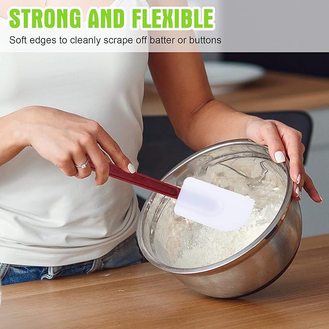Meekoo 5 Pcs 10 Inch Rubber Spatula, 500℉ High Heat Resistant Spatulas Commercial Food Bpa Free Grade Non Stick Silicone Spatula for Baking Kitchen Cooking Dishwasher Safe