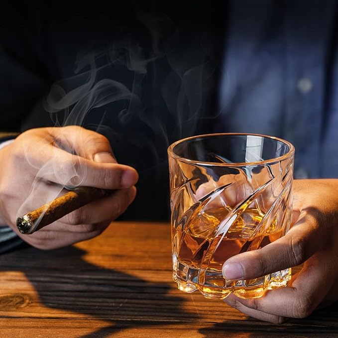 PARACITY Spinning Whiskey Glasses Set of 2, Rotatable Old Fashioned Glassware, Bourbon/Cocktail/Rock Glasses for Bar, Party and Home, Whiskey Gift for Men