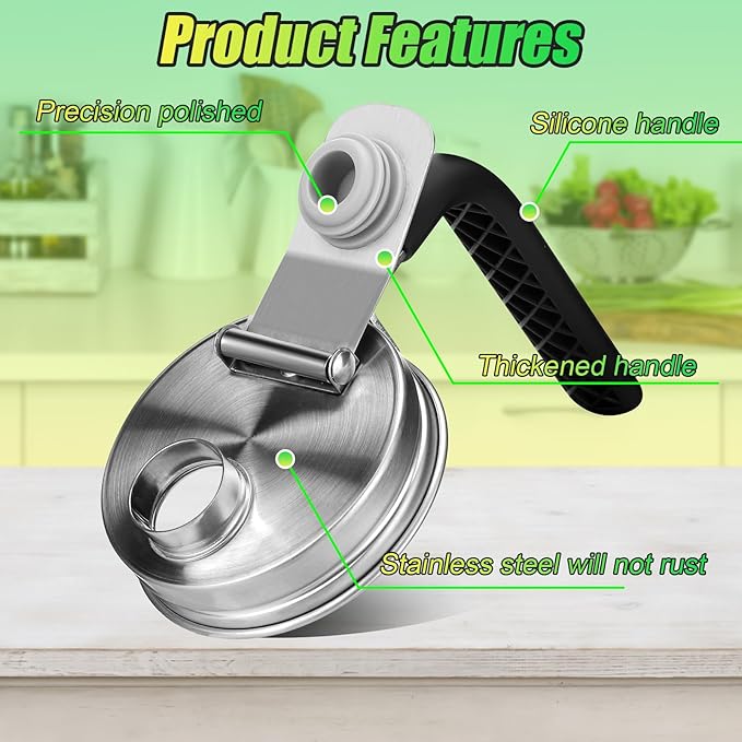 Mason Jar Pour Spout Lid Stainless Steel with Handle, Regular Mouth Pour Spout Flip Cap Lids for Mason Jars, Anticracking Leak Proof Seal Cover Airtight for Drinking Salad Dressing Food Storing(2PCS)