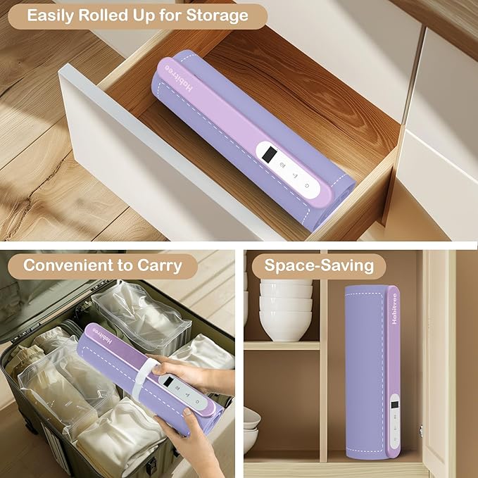 3-Pack Silicone Food Warming Mat & Food Warmers for Parties Buffet - Rapid Heating 6-Level Temp Control, Rollable Portable Easy Clean - Value Set for Gatherings & Home Daily Use（Purple）