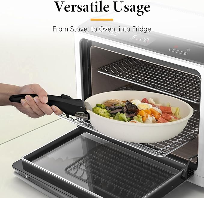 Removable Pot Handle, Universal Pan Handle, Replacement for Pots and Pans, Fits All Cookware, Includes Spoon Rest, Durable & Heat-Resistant, Black - Gray