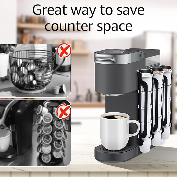 K Cup Holder for Keurig: Coffee Pod Holder for Counter Small Space - Kcup holder for Wall Mount (4, Oasis Blue)