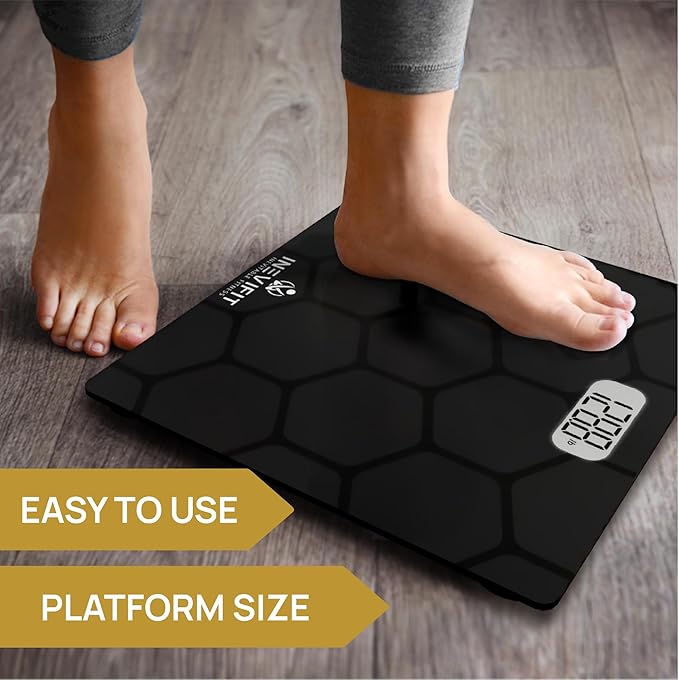 INEVIFIT Bathroom Scale, Highly Accurate Digital Bathroom Body Scale, Measures Weight up to 400 lbs. Includes Batteries