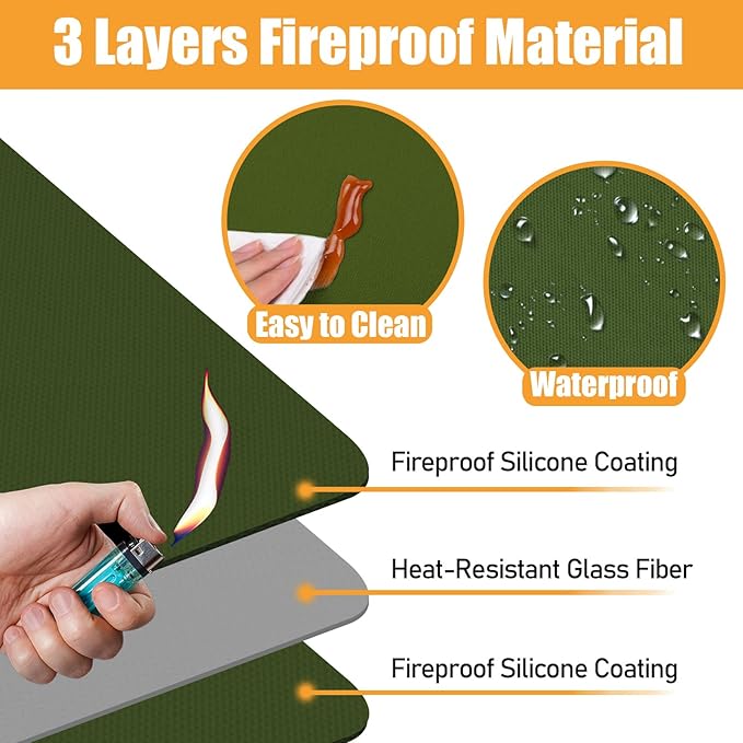 Heat Resistant Mat for Air Fryer,Deep Fryer,Oven,16x20in Hot Pads for Kitchen Counter Heat Protector,Under Coffee Maker Mats for Quartz Countertop Protector,Deep Fryer Coffee Machine Mat (Green)