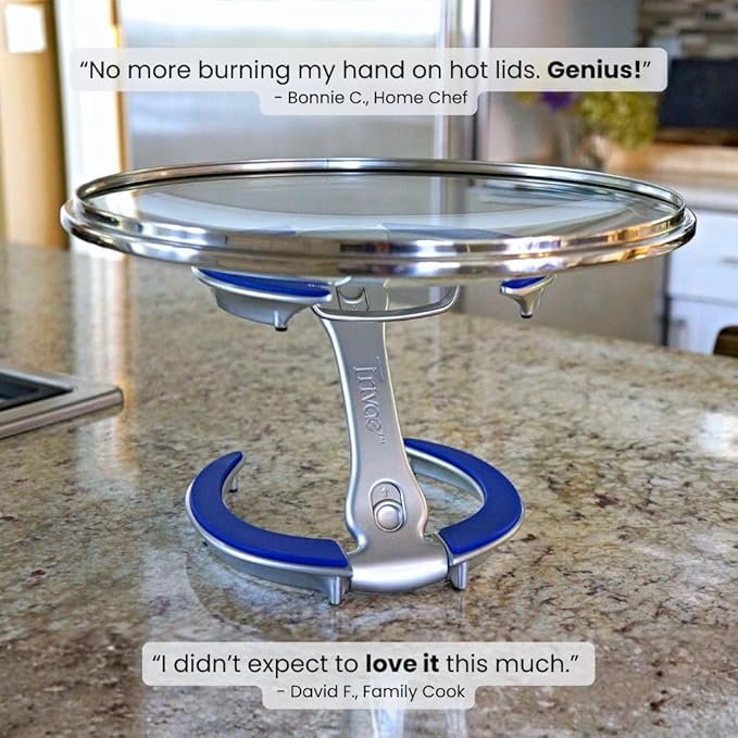 Trivae Pot Lid Holder – 4-in-1 Pot Lid Holder While Cooking, Pan Lid Holder, Trivet & Cake Stand – Versatile Kitchen Tool for Hot Pots, Serving & Display – Space-Saving, Heat-Resistant Stand