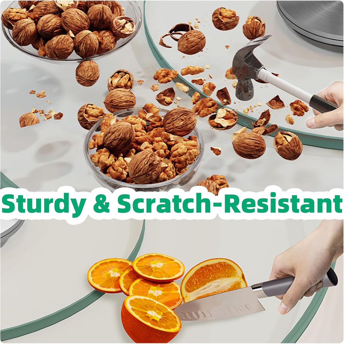 22.8" Lazy Susan for Table Top Tempered Glass Rotating Serving Tray for Dining Table, Kitchen Lazy Susan Organizer Spinning Rotating Food Server Party Centerpieces Heavy Duty (58cm / 22.8in)