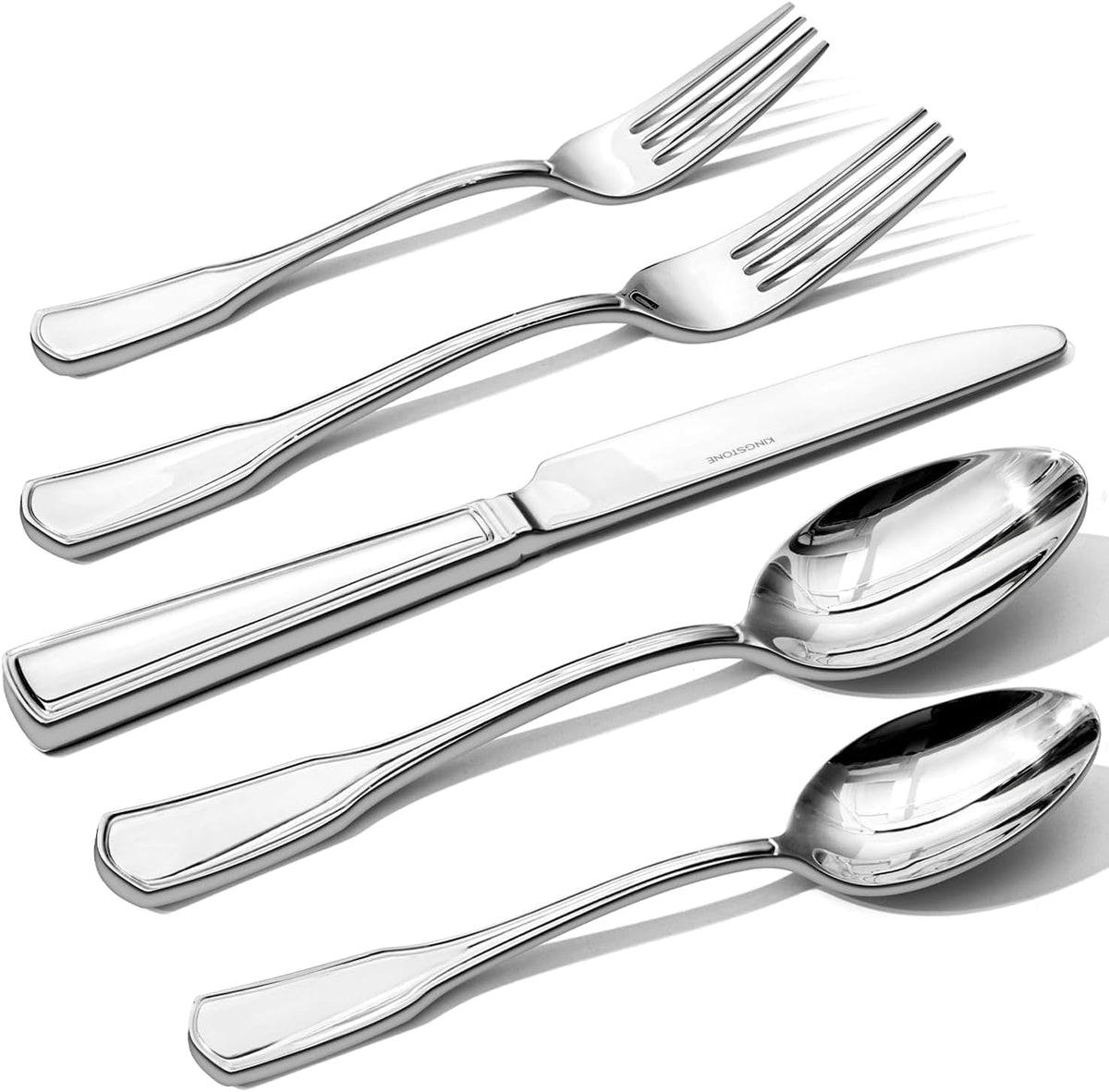 KINGSTONE 30-Piece Silverware Set, 18/10 Stainless Steel Flatware Set for 6, Tableware Cutlery Set, Utensil Sets for Home Restaurant, Mirror Finish, Dishwasher Safe