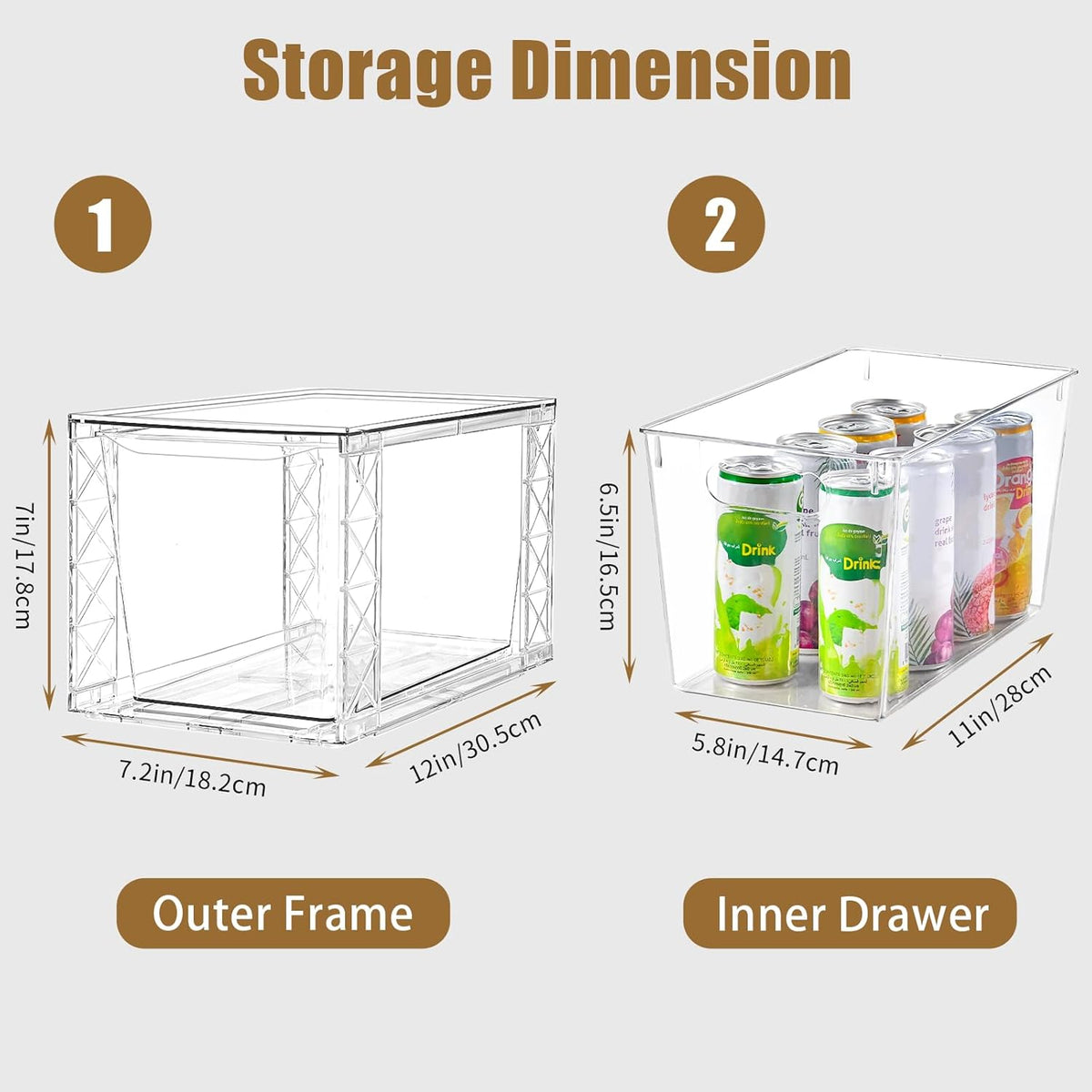 4Pack Stackable Kitchen Storage Organizer, Pantry Organizers and Storage, Clear Foods Organizer Bins with Handles, Easily Assemble for Bathroom, Kitchen, Pantry, Cabinet, Closet