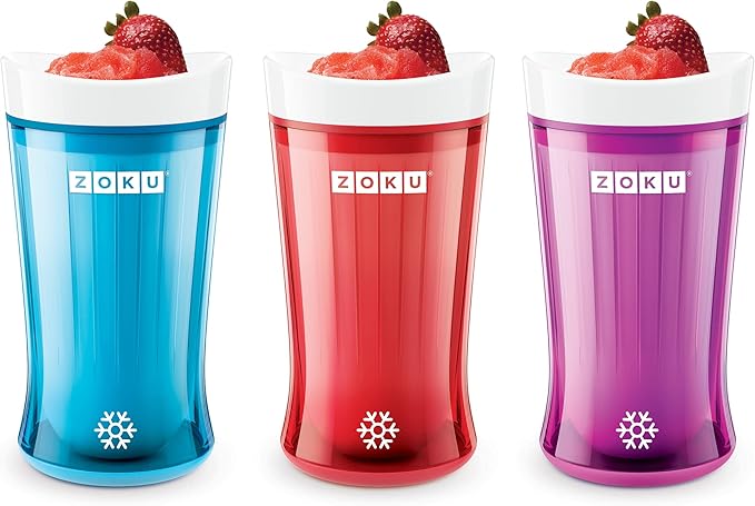 ZOKU Jumbo Slush and Shake Maker, Compact Make and Serve Cup with Freezer Core Creates Single-Serving Smoothies, Slushies and Milkshakes in Minutes, BPA-Free, Red