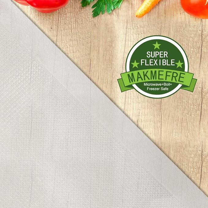 MakMeFre 200 Pint Size 6"x10" Vacuum Freezer Sealer Bags for Food, BPA Free, Heavy Duty Commercial Grade, Sous Vide Vaccume Safe,Vaccume Seal Pre-Cut Bag white