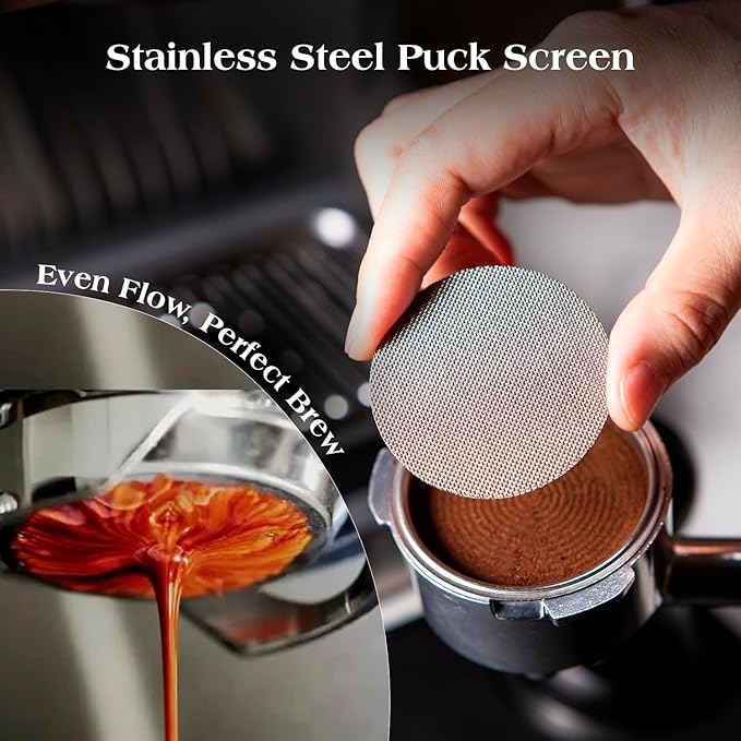 7 PCS 58mm Espresso Accessories Kit: Espresso Tamper, Coffee Distributor, Puck Screen, Dosing Funnel and WDT Tool Espresso Machine Accessories, Professional Espresso Tools