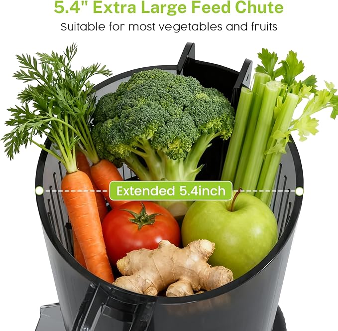 Juicer Machines, 5.4" Extra Large Feed Chute Cold Press Juicer, Juice Maker Extractor Machine with Touch Screen, Slow Masticating Juicer for Whole Vegetables & Fruits, High Juice Yield, Easy to Clean