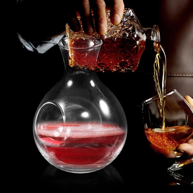 CALLARON Deer Head Wine Stopper & Glass Decanter Bottle Wine Whiskey Liquor Dispenser Set