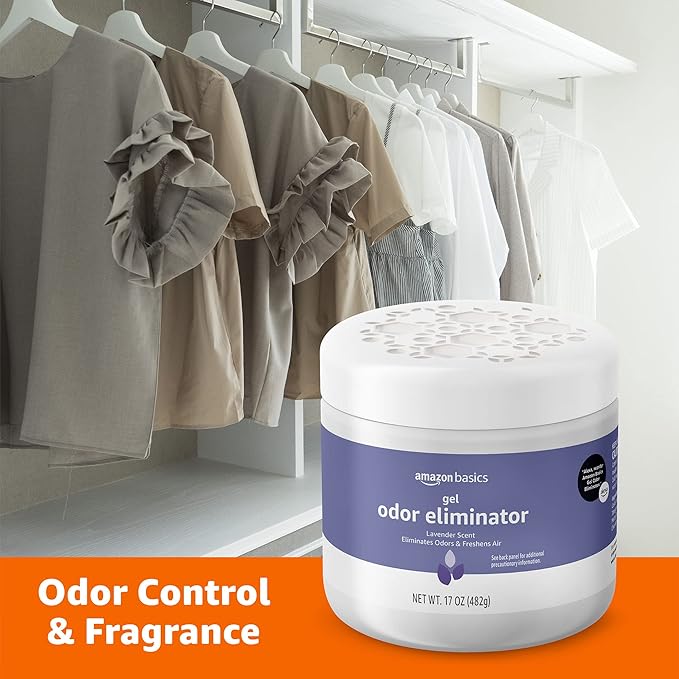 Amazon Basics Gel Odor Eliminator, Activated Charcoal, Lavender Scent, 17 Oz, 1-Pack