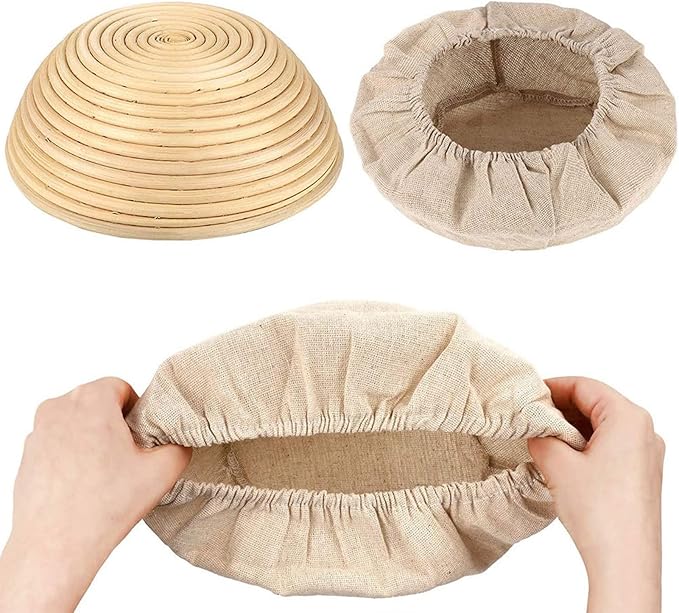 Proofing Bread Basket Cloth, Reusable Breathable Liner Flax Banneton Proofing Bread, Round Cloth Baking supplies Bread Proofing Baskets,Baking Tools and Accessories (9 inch)