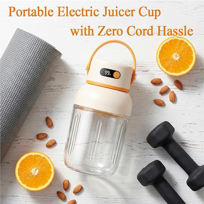 Portable Electric Juicer Cup with Zero Cord Hassle, USB-C Rechargeable Multifunctional Portable Juicer Cup for Smoothies, Protein Shakes, Travel, Gym & Office (1000ML)